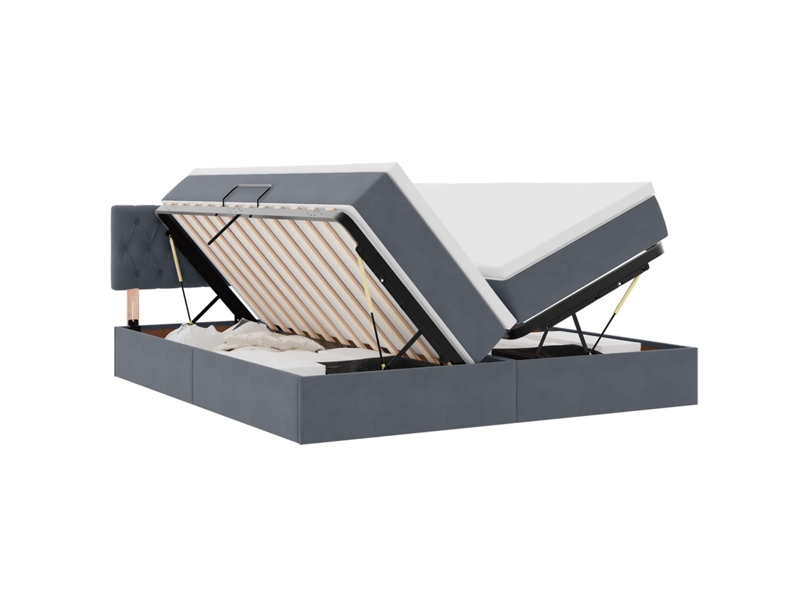 Maison Exclusive - Cama De Almacenamiento Led Con Colchón Gris Oscuro 200 X 200 Cm