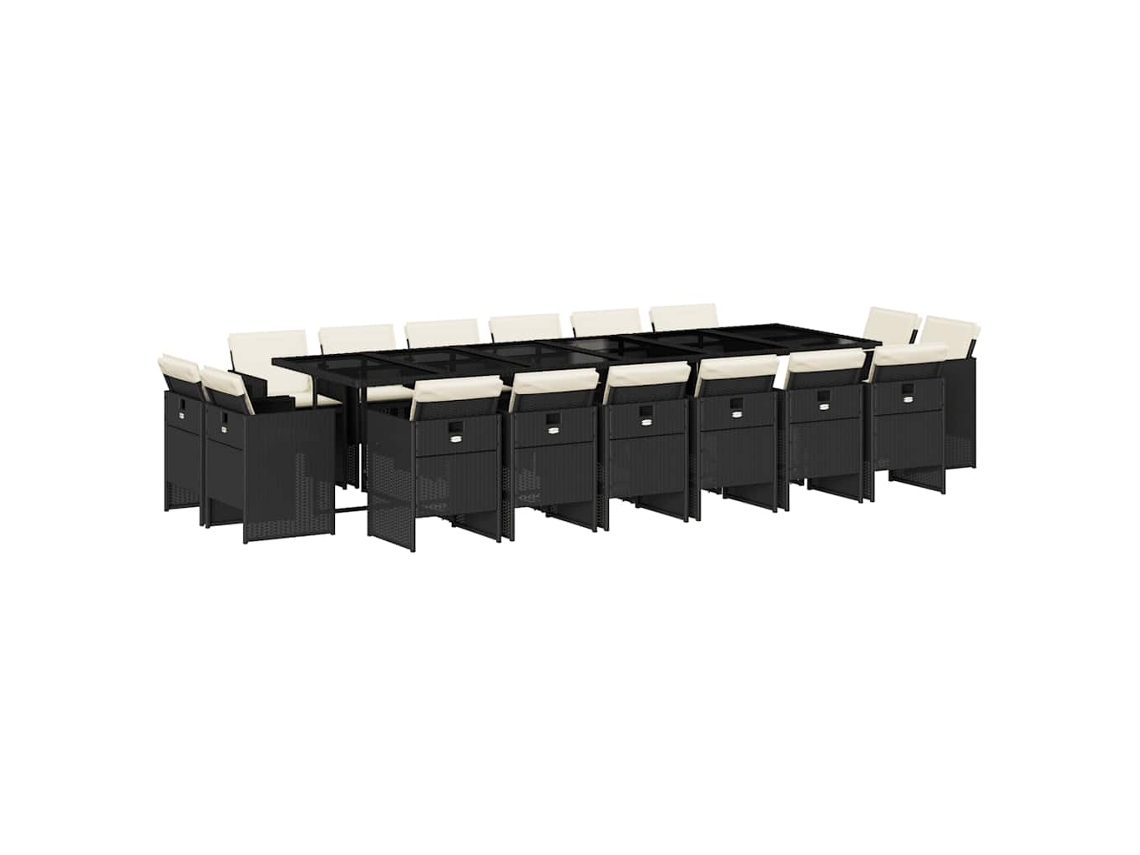 Maison Exclusive - Set De Muebles Jardín 17 Pzas Con Cojines Ratán Sintético Negro