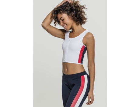 Top de Mujer URBAN CLASSICS Urban Classic Stripe Zip Rojo (Talla: M)