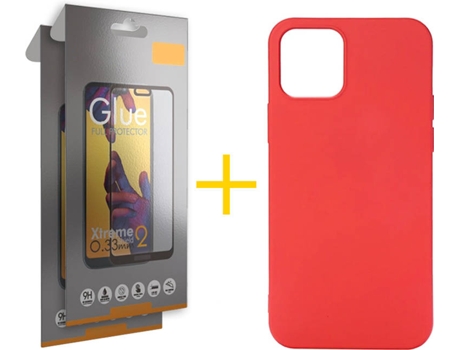 Kit Funda + 2 Protectores de Pantalla Apple iPhone 11 Pro Max SKYHE Full Liso (Rojo)