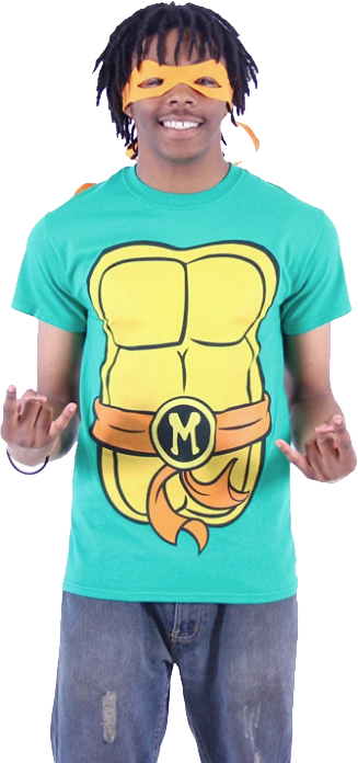Camisetas Unisex DEEPSTONE Michelangelo Costume Teenage Mutant Ninja Turtles Kelly verde (S)
