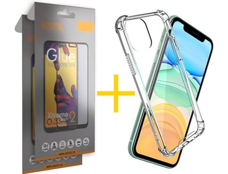 Kit Carcasa y Protector 2 X Cristal Full iPhone 12 Pro Max Skyhe Gel Reforzado Transparente