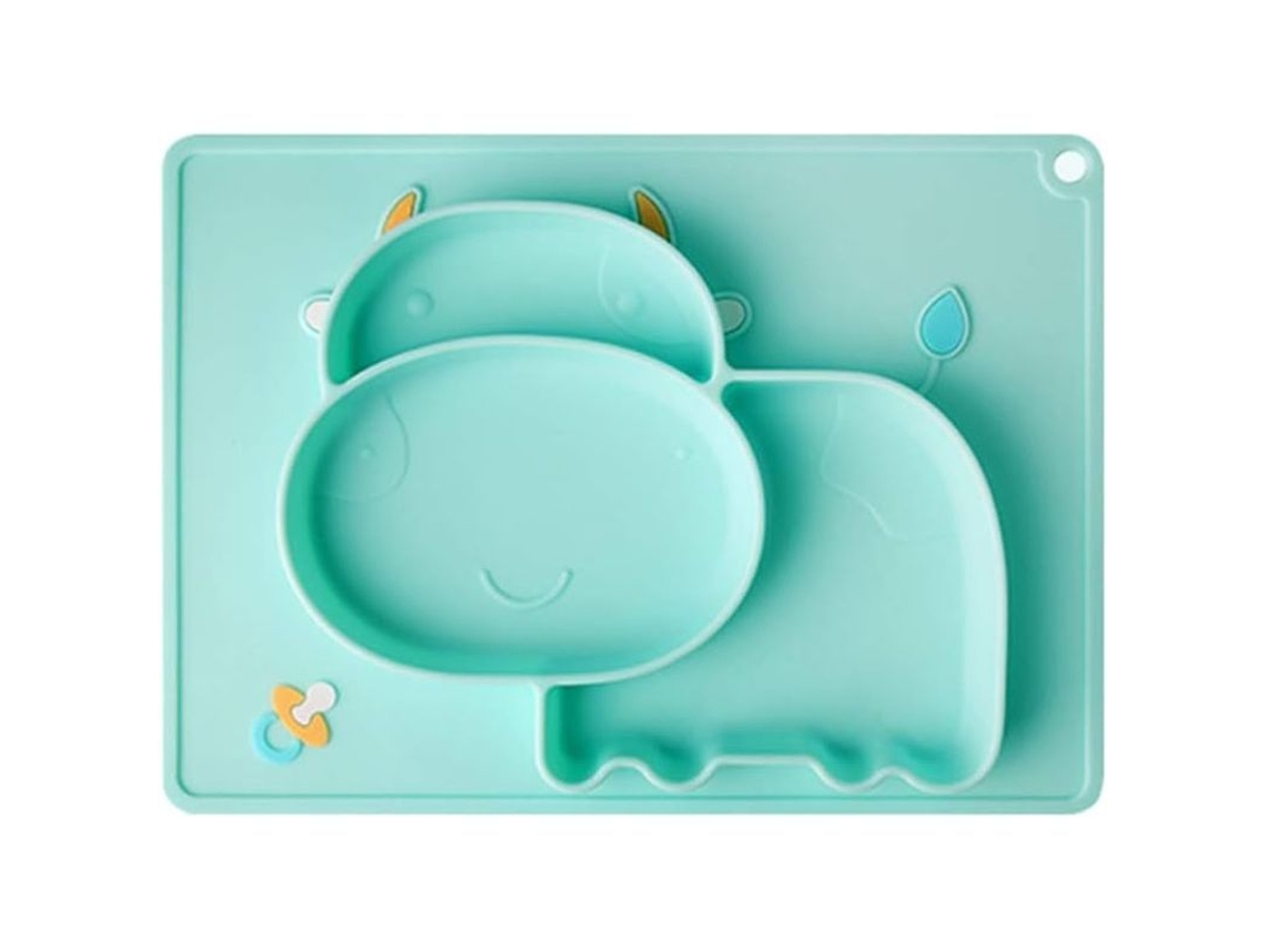Plato De Silicona Para Bebés Con Compartimentos Y Alfombrilla Integrada: Seguro Y Práctico.