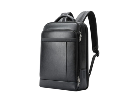 Mochila De Cuero Genuino para Hombres Bolsa para Computadora Portátil Gran Capacidad Viajes De Negocios Senderismo Mochilas De Hombro-Negro