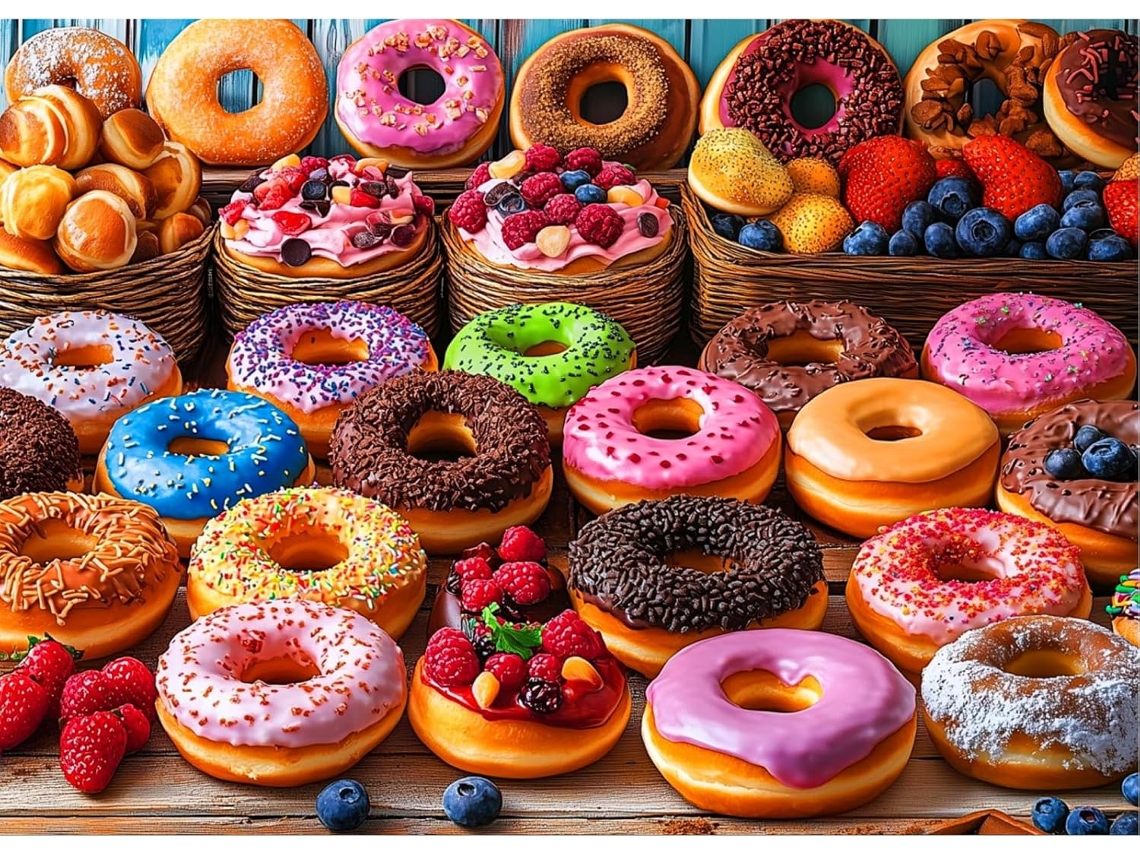 Rompecabezas De 1000 Piezas Para Adultos, Deliciosos Rompecabezas De Donas De Chocolate Para Entretenimiento Familiar (rosa)