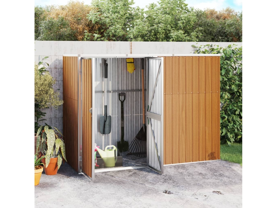 Cobertizo para herramientas de jardín de acero galvanizado marrón LOVELY HOME