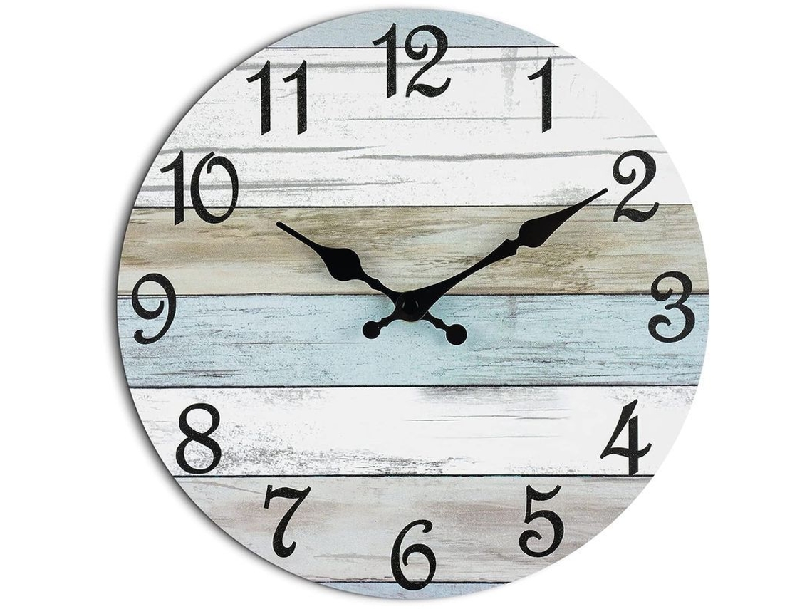 Reloj De Pared Silencioso A Pilas, Estilo Rústico Costero Decorativo, 25 Cm (10 Pulgadas)