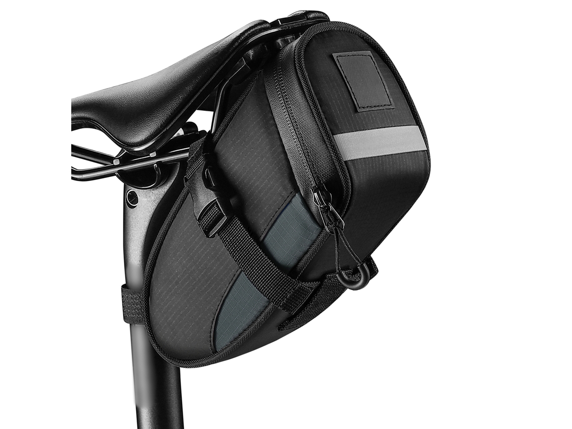 Bolsa de selim impermeável Rebe para bicicleta com alta capacidade e sistema de liberação rápida.