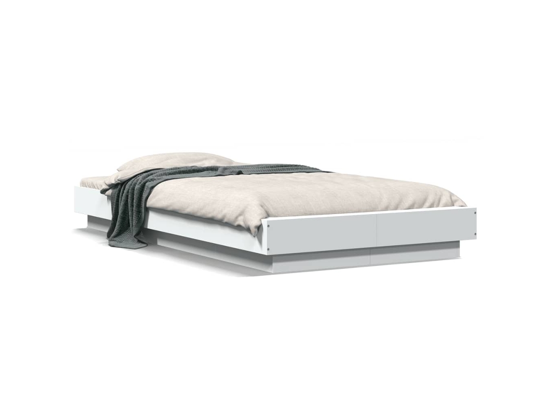 Maison Exclusive - Estructura De Cama Con Led Madera Ingeniería Blanco 90x190 Cm