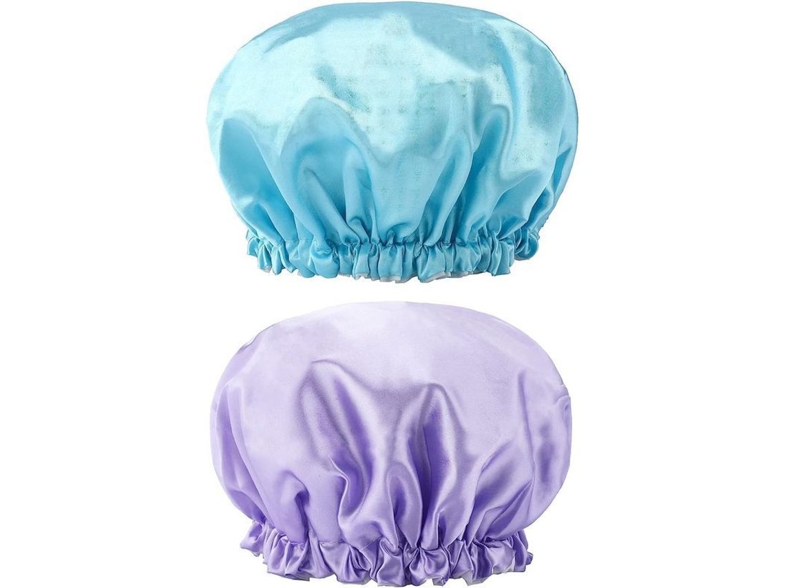 Gorros De Ducha Reutilizables, 2 Unidades, 32 Cm, Grandes Para Cabello Largo, Dos Capas, Elásticos, Elegantes.