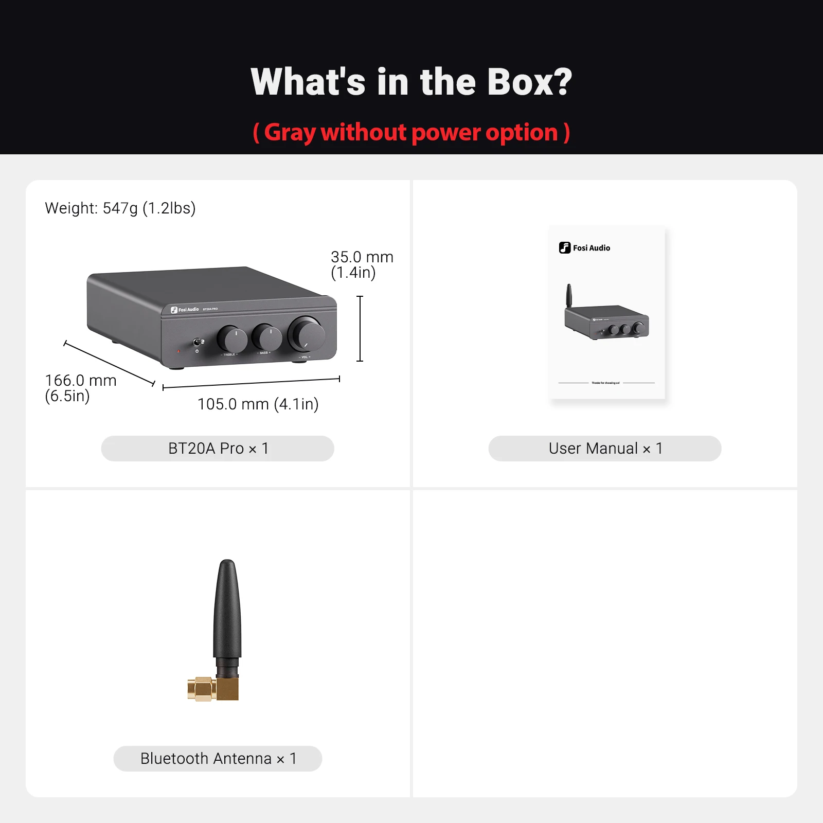 (gris) Amplificador De Potencia De Audio Bluetooth De 300 W, Amplificador Estéreo Hifi De Clase D