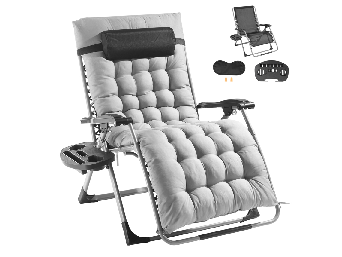 Sillón reclinable Succebuy Zero Gravity de 3 pulgadas para interior y exterior, gris
