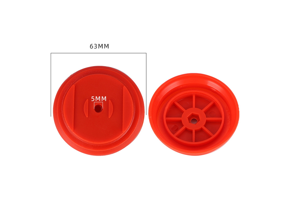 Kit 2 tapas recambio para bobina cortadora, 63 mm diámetro, orificio 5 mm, color rojo