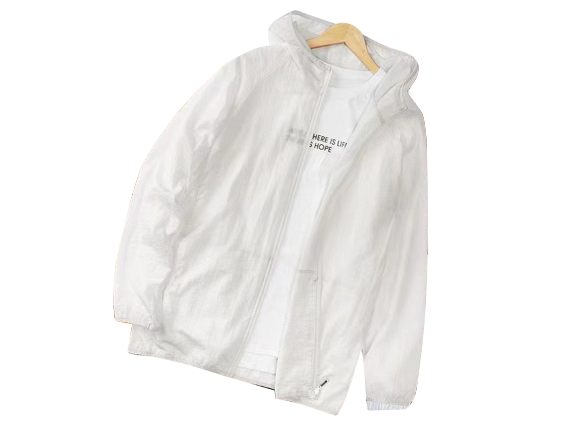 Chaqueta Ligera De Protección Solar Para Hombre Con Protector Bucal Uv, Mangas Largas, Capucha, Resistente Al Sol, Talla De Verano, Pequeña, Blanca, 2xl