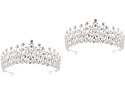 Corona De Boda Deslumbrante De 2 Piezas Con Diamantes De Imitación Para Mujer, Elegante Accesorio Para La Cabeza