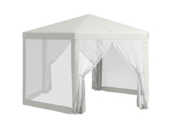 Pabellón Jardín Hexagonal Cortinas Red Estructura Metálica Crema