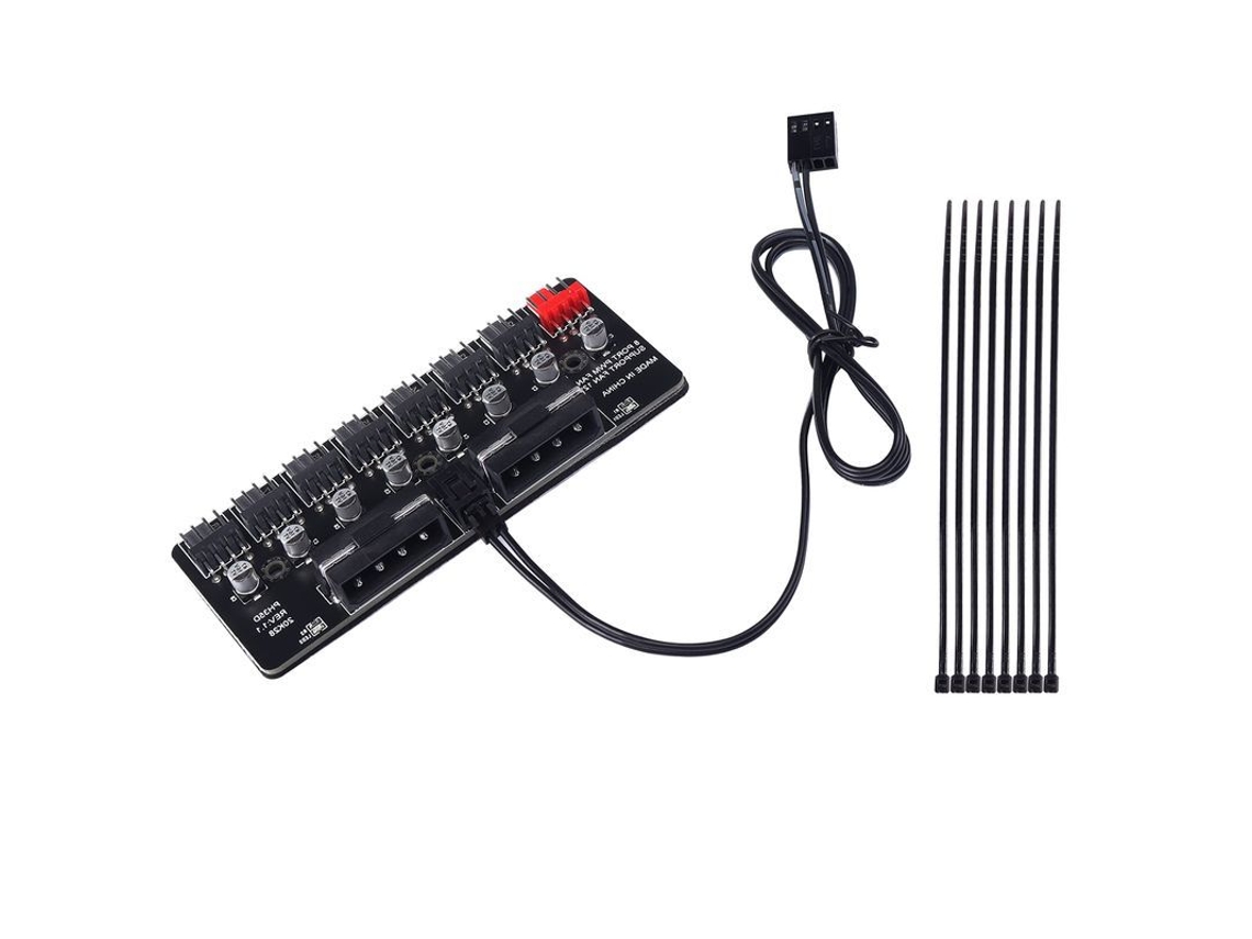 Concentrador De Ventiladores Pwm De 8 Vías Con Control De Velocidad De 3/4 Pines Para Disipador De Cpu, 12 V