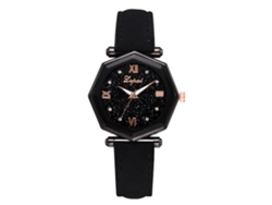 Reloj De Pulsera De Cuarzo Para Mujer Con Correa De Piel Sintética Y Diamantes De Imitación Negros.