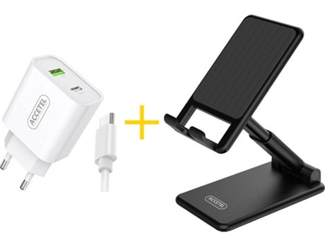 Kit Cargador Office para Samsung Galaxy S20 FE 5G ACCETEL SP127B (2.4A - Type C - Blanco y Negro)