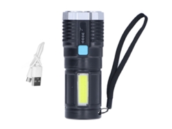 Linterna LED BJ-Super Brillante de 4 núcleos, recargable por USB con indicador de batería para uso en exteriores - Multifuncional
