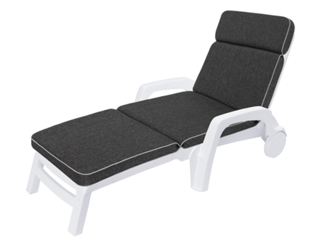 Cojín para tumbona de jardín o playa, cojín para muebles de jardín - 191x57x5 cm - Negro SALES CORE