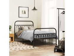 Estructura Cama Sin Colchón Con Estribo Metal Negro 100x200 Cm