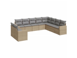 Maison Exclusive - Juego De Sofás Jardín Con Cojines Beige 10 Pzas Ratán Sintético