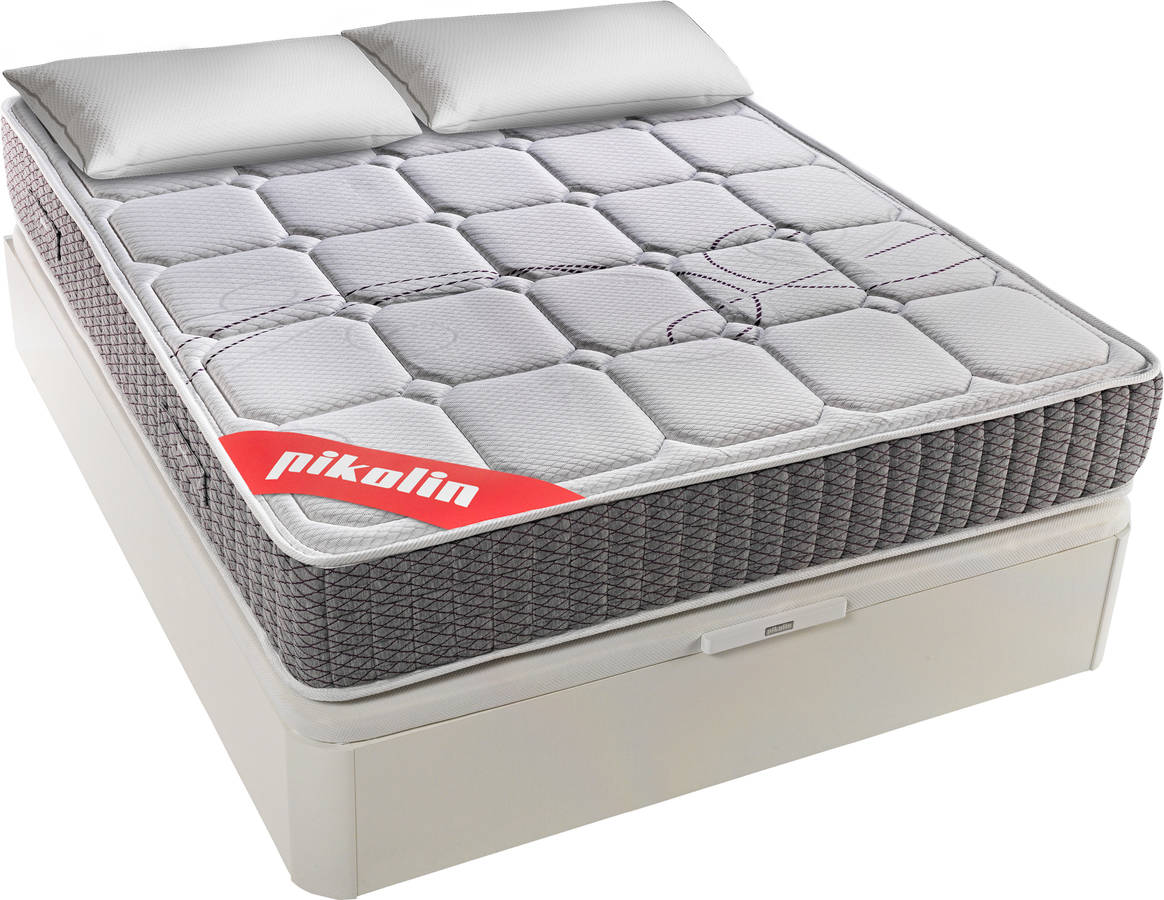 Canapé Pikolin Gris 150x200 cm muelles pack troas de ensacados con base abatible y 2 almohadas