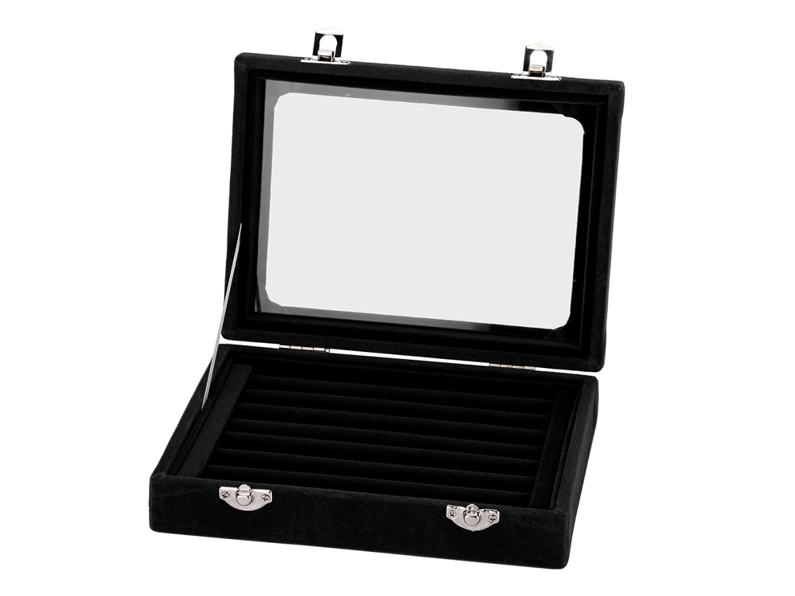 Caja de almacenamiento de anillos de joyería negra