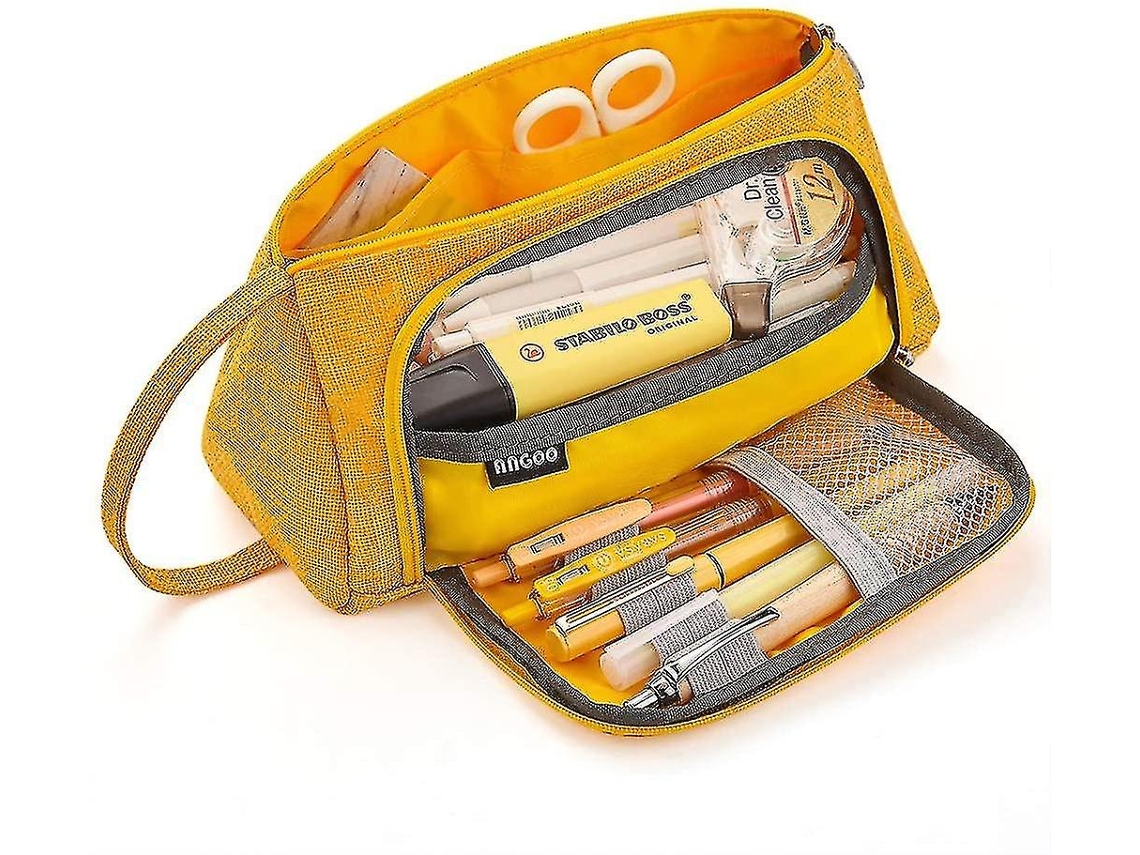 Estuche grande para lápices y bolígrafos, estuche grande alto para almacenamiento amarillo Gusshious