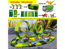 (set De 140 Piezas) Juego De Juguetes Que Incluye Dinosaurios Y Coches, Pista Meteorológica Flexible.