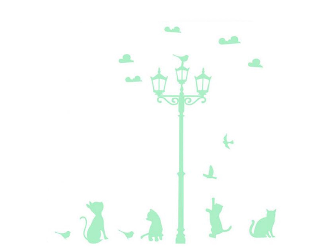 Baok-sticker Lámpara decorativa luminosa con forma de gato y farola para sala de estar, dormitorio y pared.