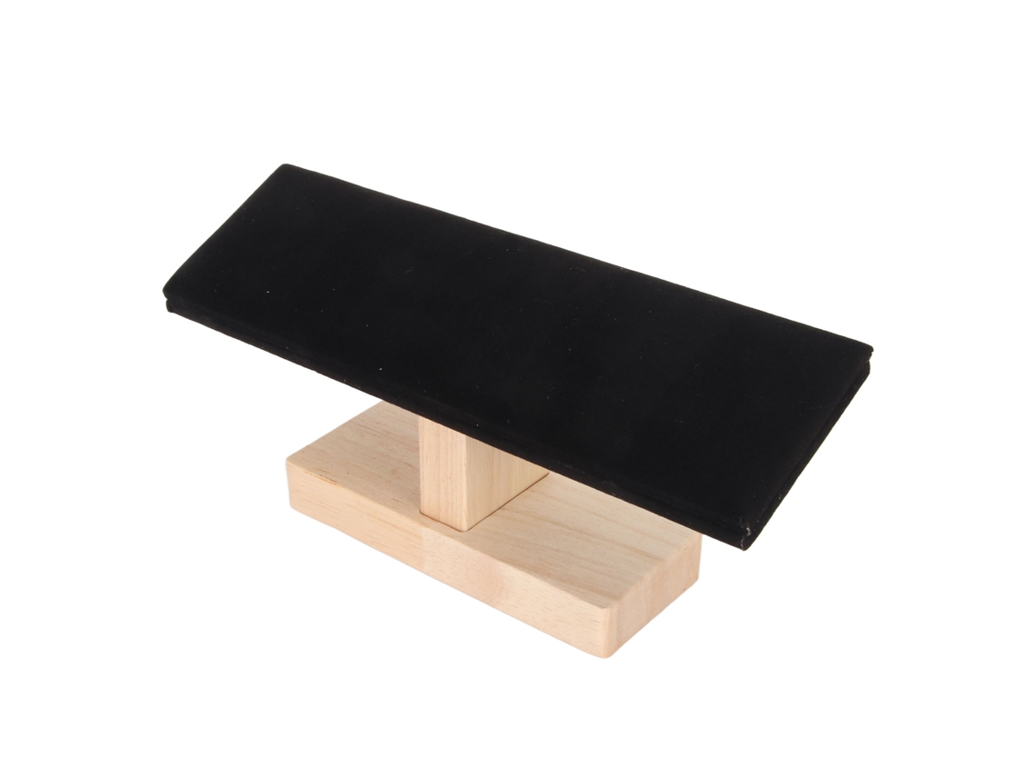 Soporte De Madera Maciza Para Pulseras De Reloj Con Fieltro Negro - Organizador Estable