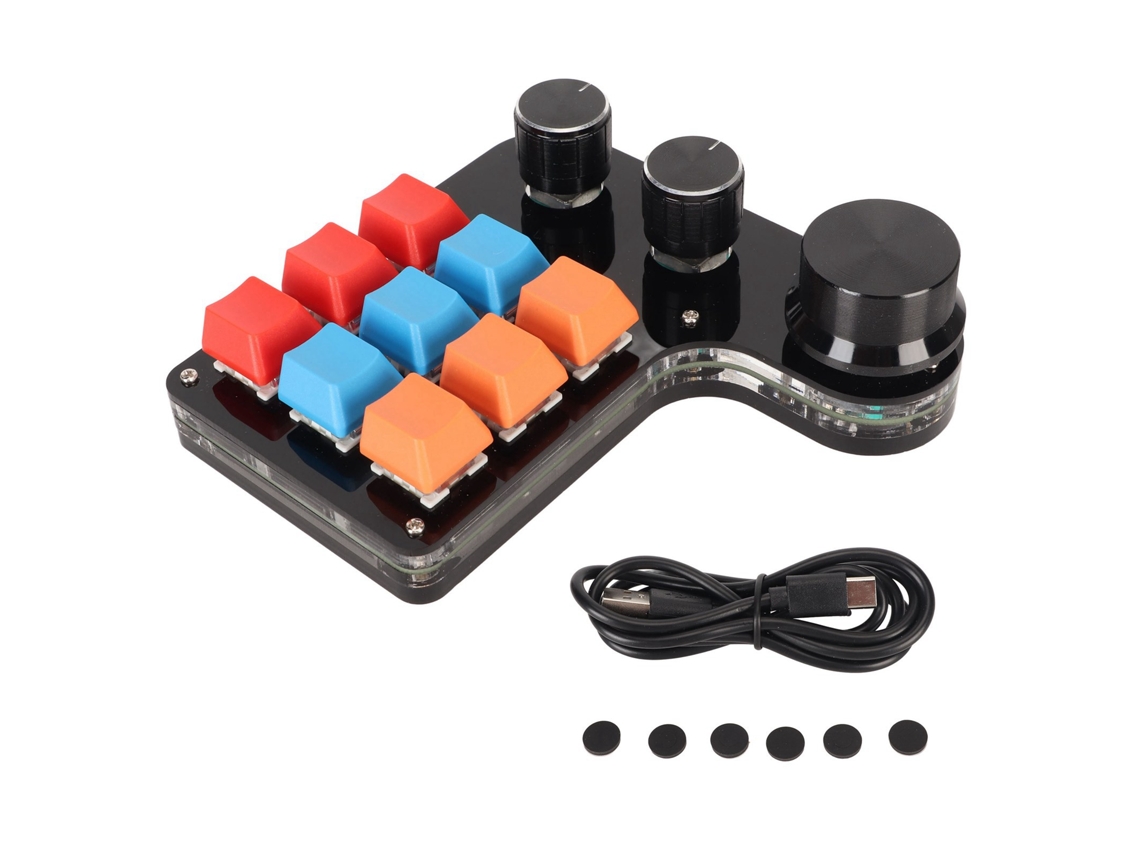 Teclado Mecânico Mini Com 9 Chaves Programáveis 3 Botões Macro One Handed Para Games E Escritório