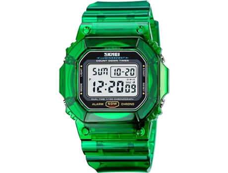 VEANXIN Reloj digital resistente al agua de 50 m con esfera cuadrada y luz LED-Púrpura