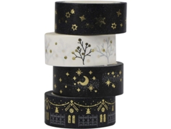 2026rebe-cinta Decorativa Navideña, Set De 4 Rollos De Oro, 5m Cada Uno, 1.5cm De Ancho, Papel Washi Para Diy