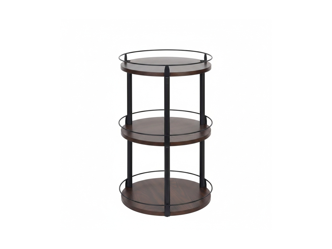 Relaxdays Soporte Giratorio Especias, 3 Niveles, Rotación 360°, Anticaídas, 46×28 Cm, Aceite Vinagre, Marrón/negro