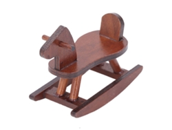 Mali cavalo de Madeira Balançante Miniatura Casa de Bonecas 1:12 Acessório Marrom 7,5x5,6x3,6cm