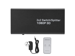 Divisor Hdmi 2x2 Compatible Con Audio 3d Sin Pérdidas 1080p Con Control Remoto 100-240v Negro