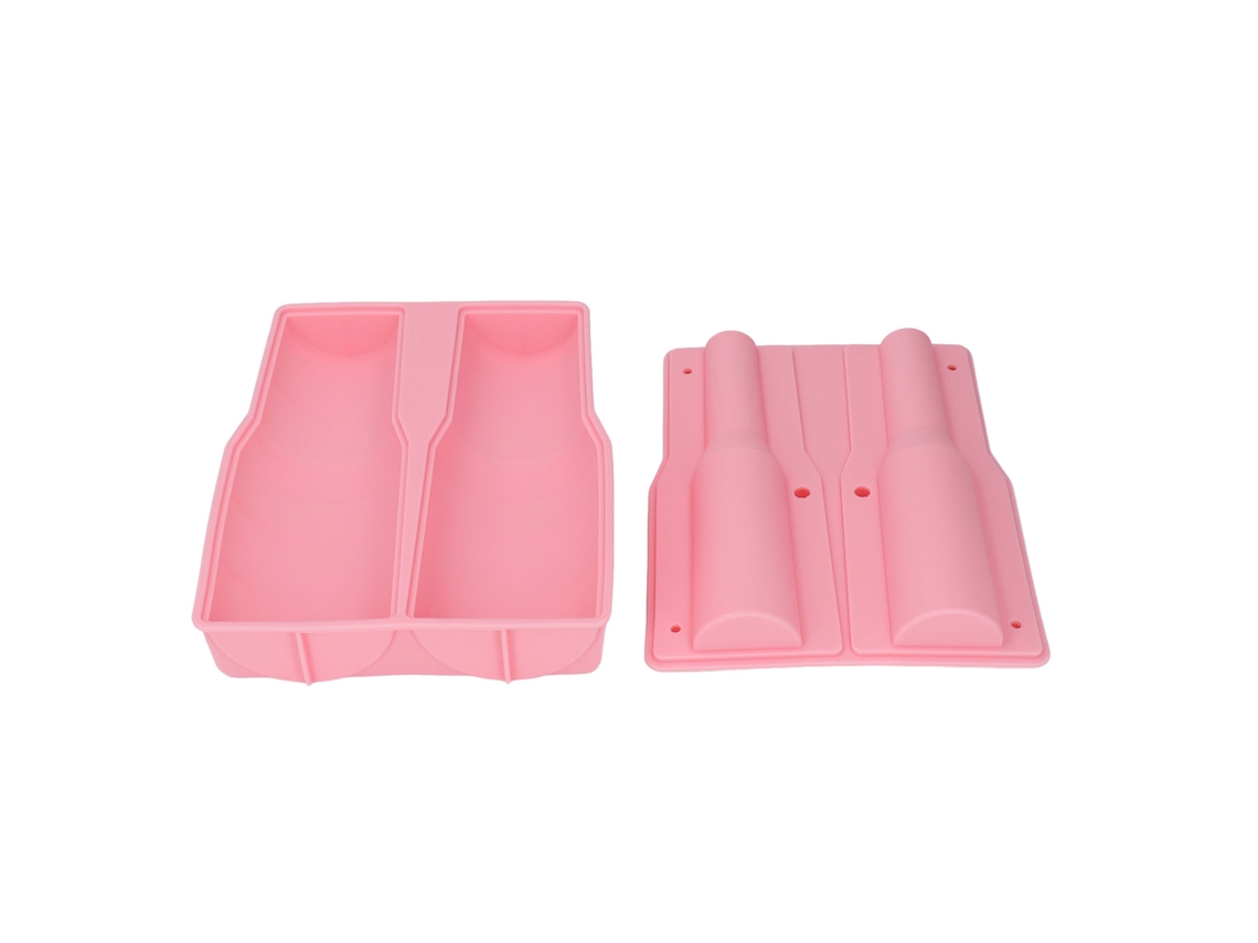 Molde De Hielo Silicona Con Tapa En Forma De Copa Para Vasos Tumbler De 30-40oz Color Rosa
