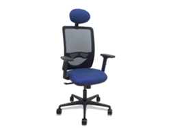 Silla De Oficina Zulema Con Mecanismo Sincro Tapizada Con Tela Color Azul Marino Y Malla Color Negro