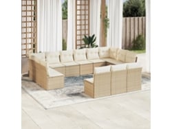 Conjunto de sofá de jardín de 13 piezas con cojines, mimbre sintético beige, Dkd Home Decor