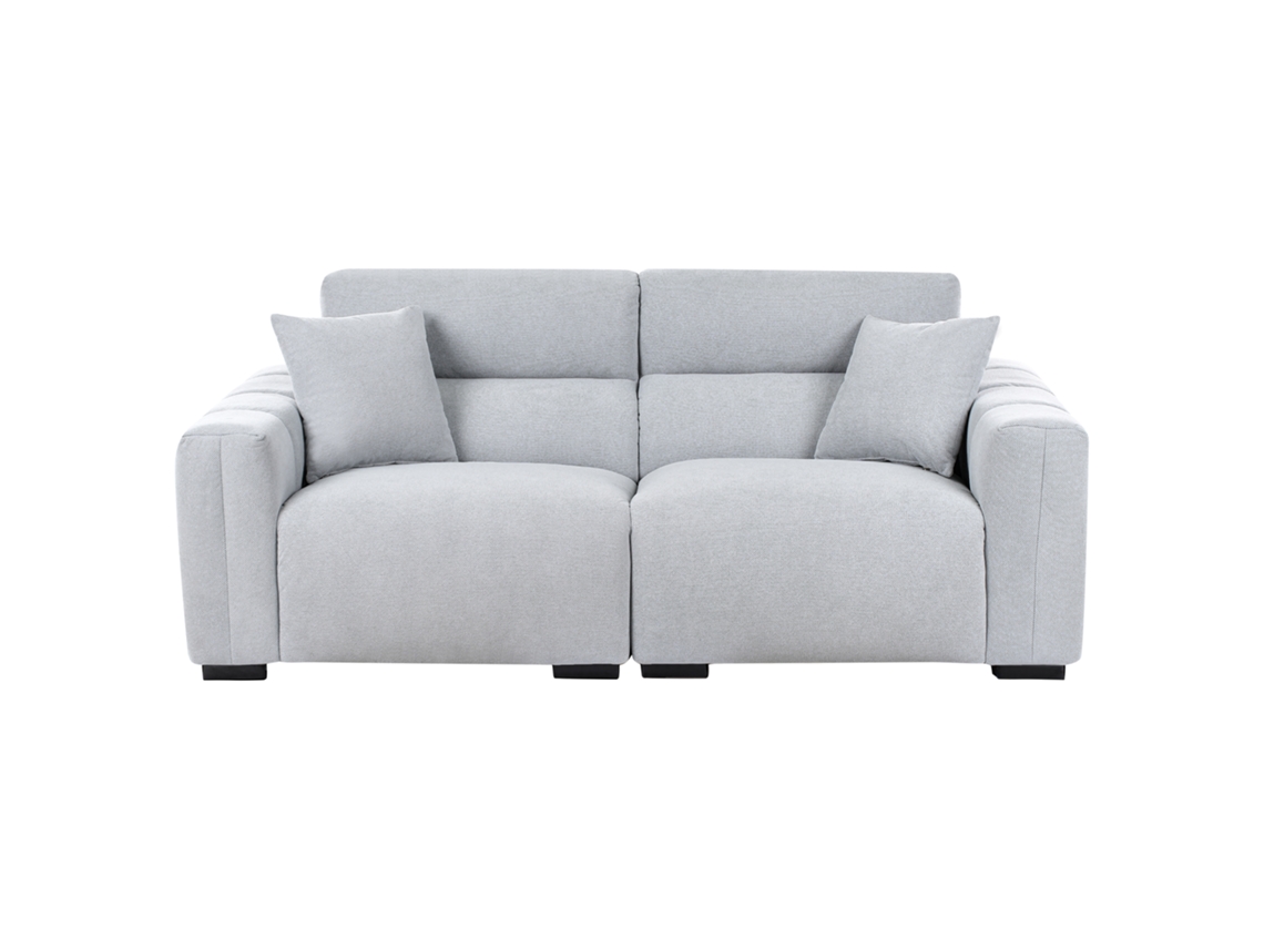 Sofá De 3 Lugares Beliani Fauskan De Tecido Azul 203x96x84
