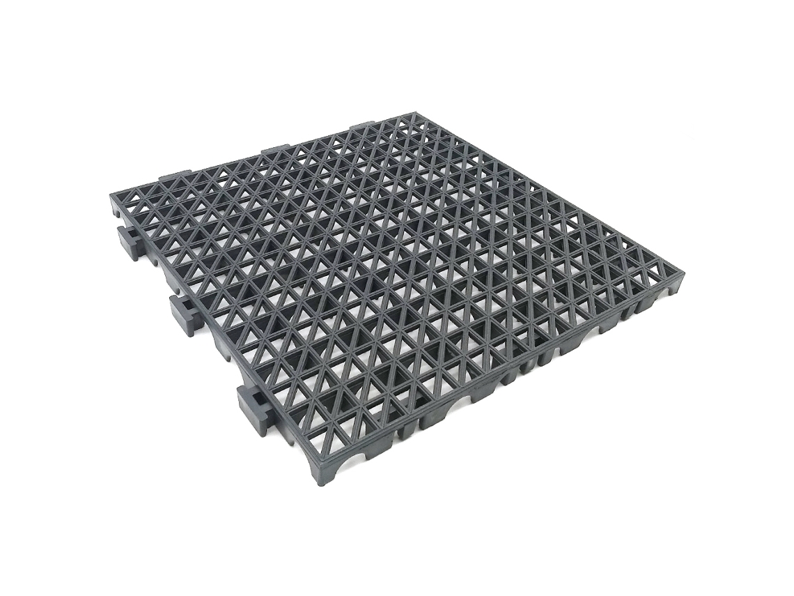 Paquete de 24 alfombrillas de PVC reforzado de 33x33x2 cm (≈2,6 m² - Gris oscuro) - Piscinas, garaje, taller, zonas húmedas, acceso de vehículos, lavadero de coches
