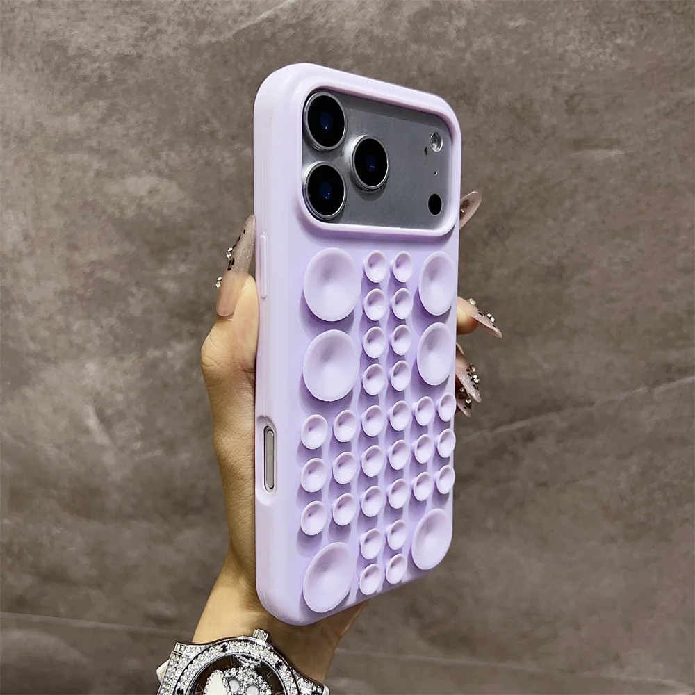 (iphone 17 Pro Max, Morado) Funda De Silicona Redonda A Prueba De Golpes Con Ventosa Para Iphone