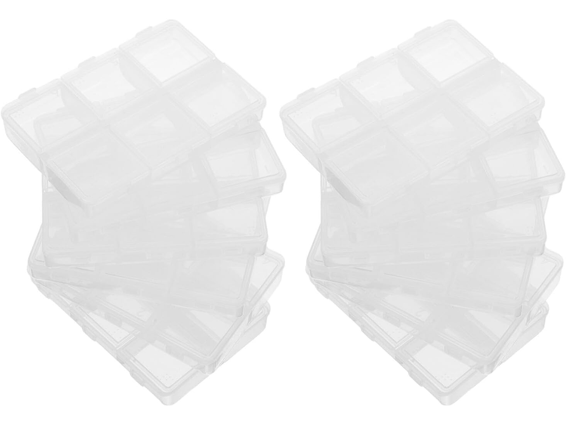 Almacenamiento Plástico Transparente 10 Piezas Compartimentos Ajustables Cuentas Joyas Organizador Práctico