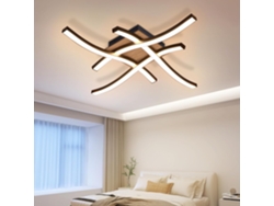Lámpara de techo LED de 24 W, madera, 3000 K, blanco cálido, diseño moderno, metal negro, Nettlife