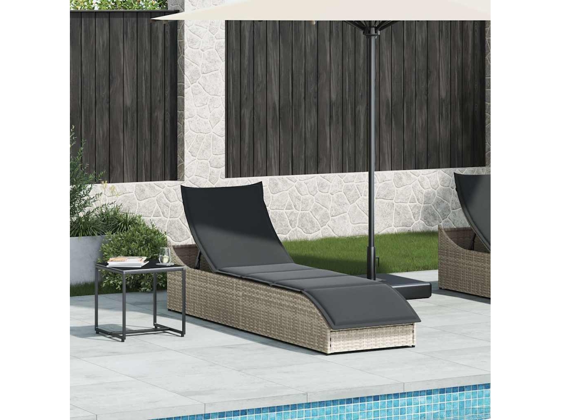 Maison Exclusive - Tumbona Plegable Con Cojín Y Espacio Gris Claro Ratán Sintético