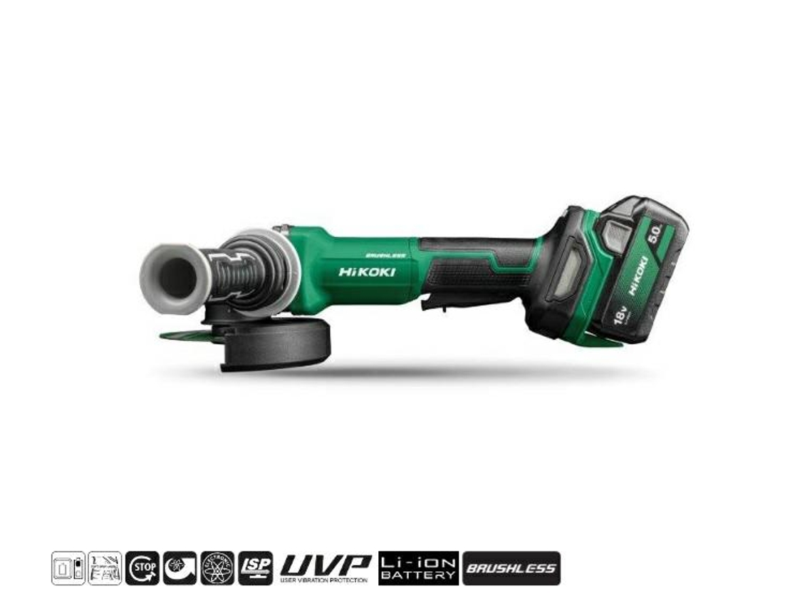 Amoladora angular 18v G1813dvfwqz 125mm 2x5.0ah Bl Hitsystem Hikoki interruptor de hombre muerto