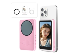 Pantalla selfie inalámbrica Bluetooth, pantalla trasera magnética de 4.0 pulgadas, modelo C92 rosa con luz de relleno. Yunzii
